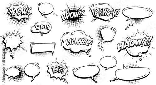 Comic book speech bubbles vector illustration in retro style for pop art design, print or poster