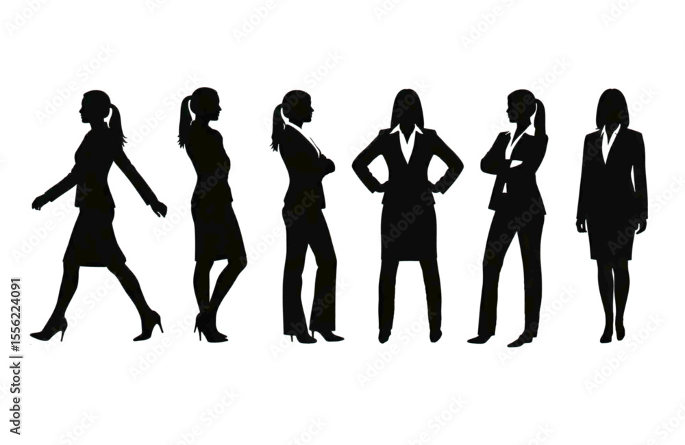 Fototapeta premium Silhouettes of businesswomen in professional attire