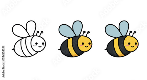 Cute bee evolution vector illustration for children's design and learning with flat style