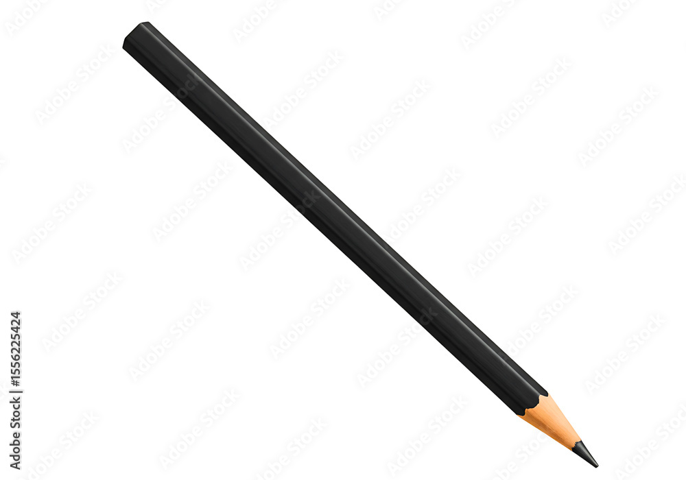 A single black graphite pencil with a sharpened tip isolated on transparent background A single black graphite pencil with a sharpened tip isolated on transparent background