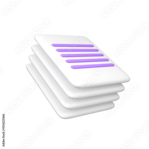 pile of paper isolated 3d render icon illustration