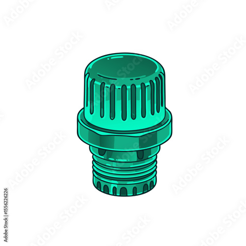 Phosphorus car tire valve cap icon, ribbed cylindrical shape