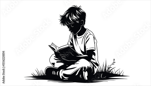 A Child reading a book