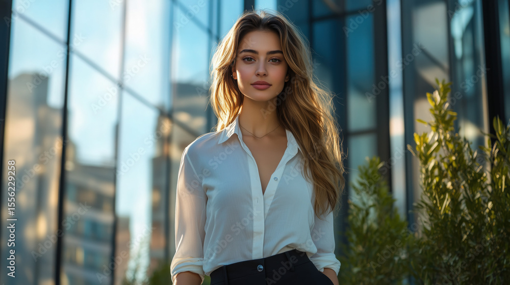 female entrepreneur walking confidently into modern building female entrepreneur walking confidently into modern building