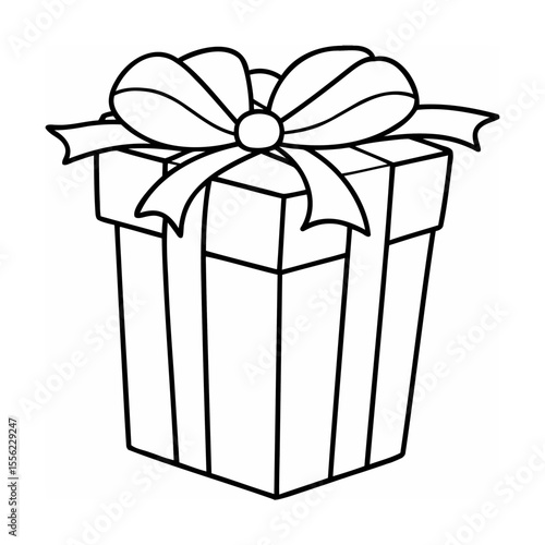 Black and white gift box with bow illustration present
