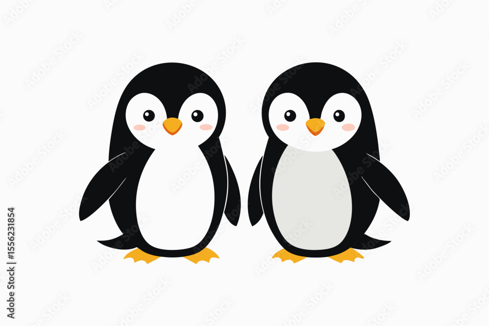 Naklejka premium penguins on the white background