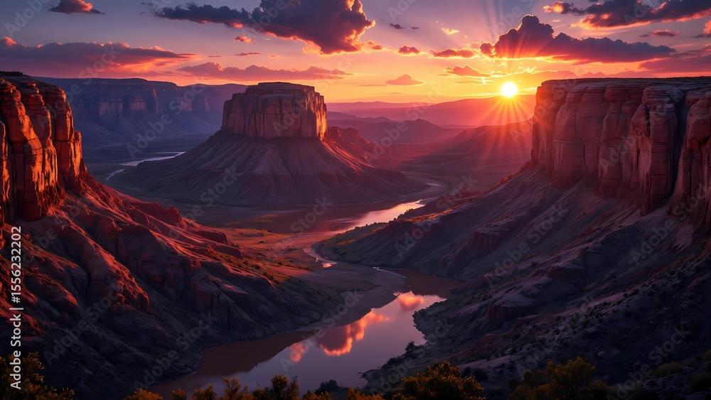 Fototapeta premium Grand Canyon Sunset Panoramic View.