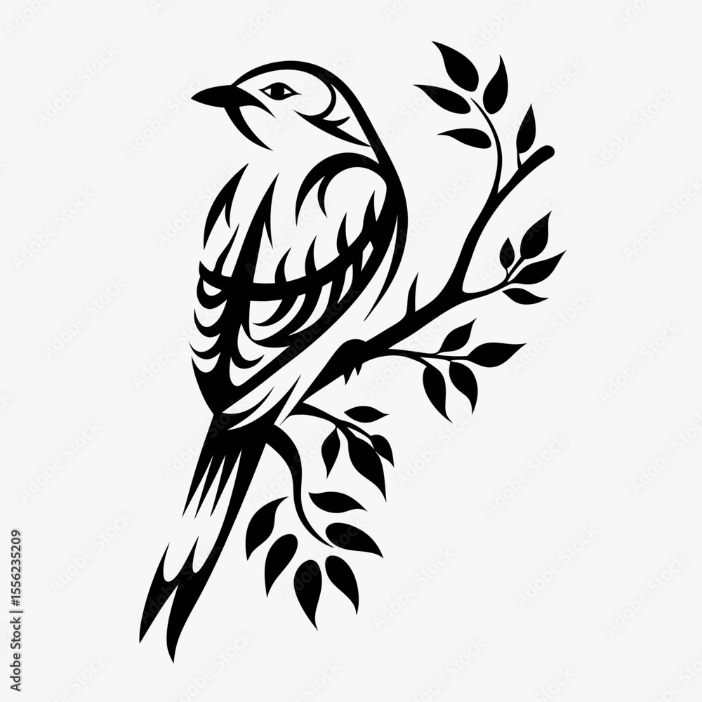 Vector illustration of an eagle bird perched on a branch in a wild nature style Vector illustration of an eagle bird perched on a branch in a wild nature style