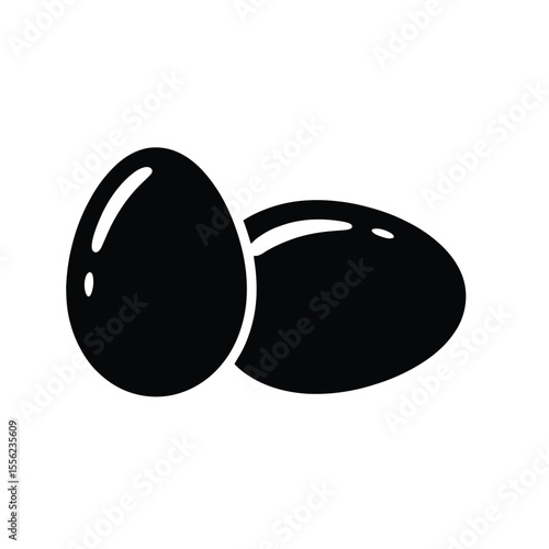 A simple black and white icon illustration of two eggs