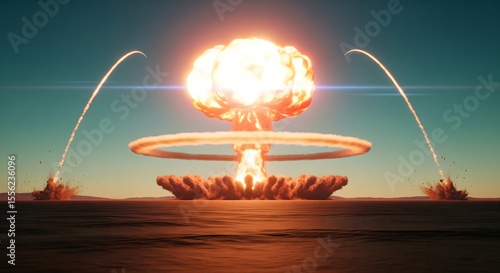 Massive Nuclear Missile Launch Creates Towering Mushroom Cloud Explosion