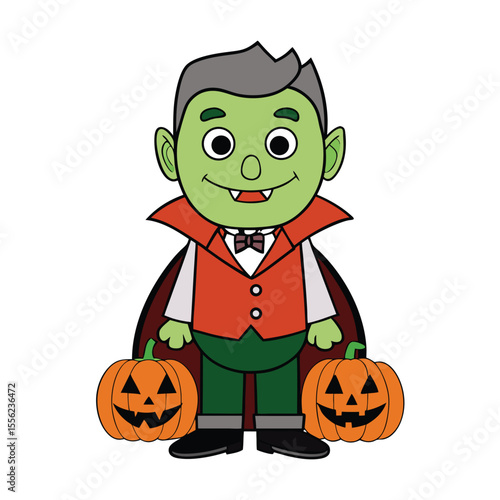 Halloween Dracula Vampire Full Moon Night Illustration