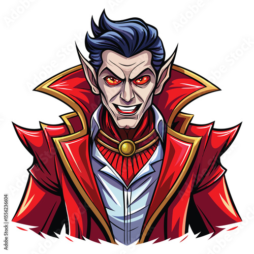 Halloween Dracula Vampire Full Moon Night Illustration