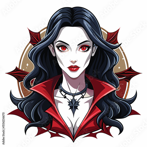 Halloween Vampire, Vampire Girl Blood Illustration Full Moon Night