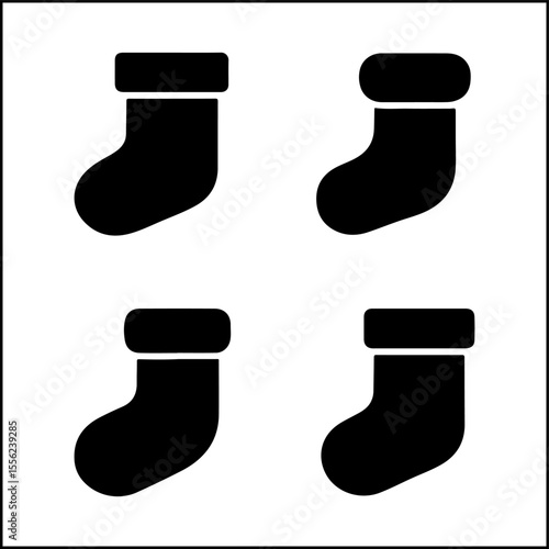 christmas stocking silhouettes in black and white