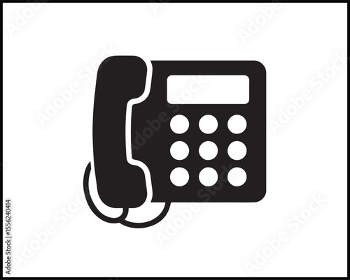 landline phone silhouette flat icon vector style