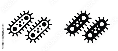 A simple black and white illustration of two bacteria cells