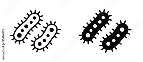 A simple black and white illustration of two bacteria cells