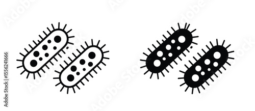 A simple black and white illustration of two bacteria cells