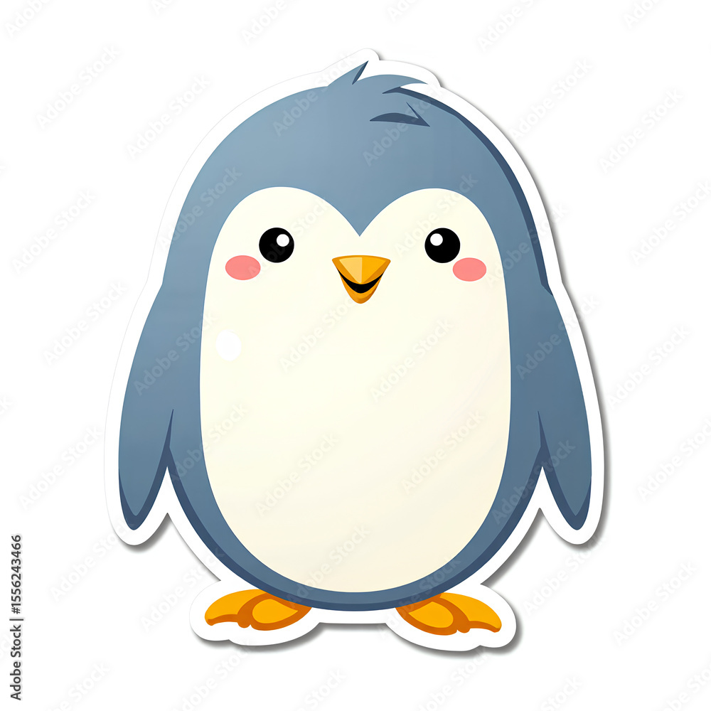 Naklejka premium Cute Smiling Penguin Vector Sticker.