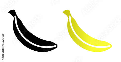 Banana icon in yellow gradient and black colors, silhouette design