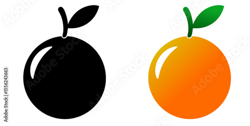Orange icon in natural gradient and black colors, silhouette design