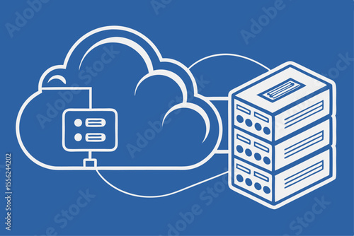 Flat Vector Icon of Cloud Computing Symbol for Technology and Data Concepts