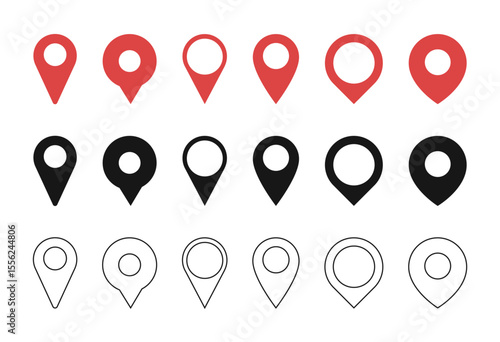 Location Map Pin Icons Set – GPS and Map Marker Collection