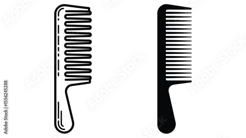 A simple black and white illustration of two hair combs side by side