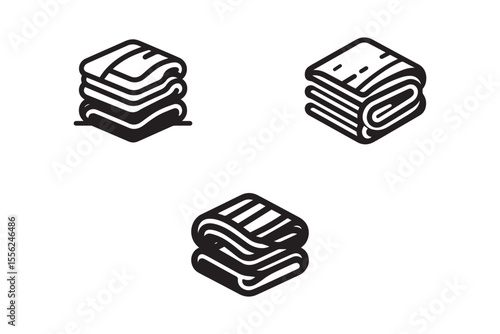Set of folded blanket silhouette on white background. Folded blanket vector icon