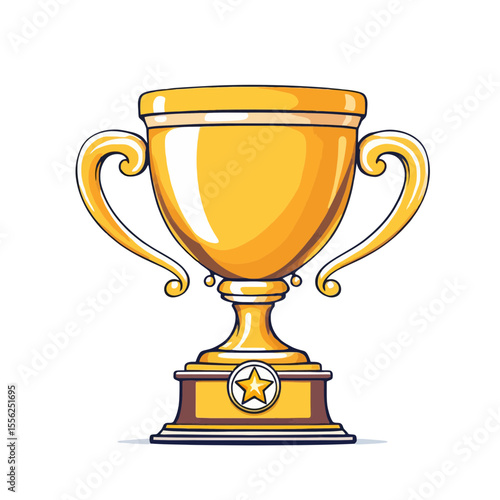 A shimmering gold trophy cup, isolated on a white background, symbolizes ultimate success and achievement for the champion winner