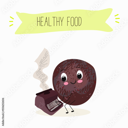 Cherry, fruit, dogwood, cornelian, cornus, funny cheerful characters. Vector hand drawn  illistration.