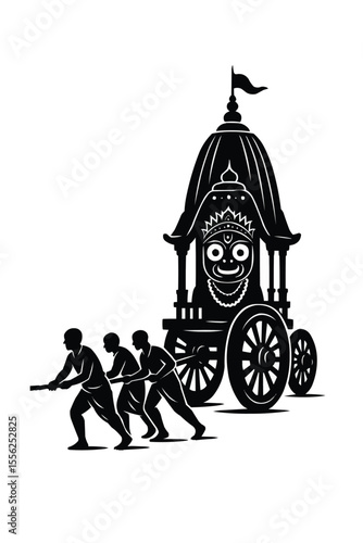 vector illustration of silhouette carrying chariots