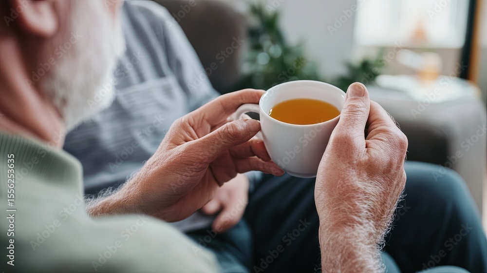 Psychologist offering a cup of tea to a nervous patient to help him feel more comfortable. Psychologist offering a cup of tea to a nervous patient to help him feel more comfortable.