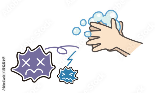 手を洗いバイキンがいなくなるイラスト