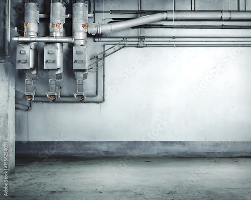 Industrial Interior with Electrical Components Infrastructure