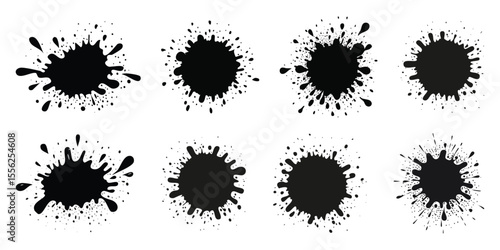 Ink Splatters: A collection of dynamic ink splatters, perfect for adding a touch of artistic flair, grunge aesthetic, and visual interest to your creative projects.