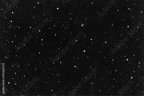 Texture of scratches on a black photograph with white dots and streaks, ideal as a scratch template for design or restoration.