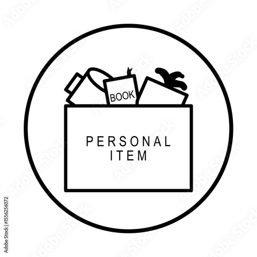 Box with personal items symbolizing layoff or resignation. Great for HR, employee termination and business topics.