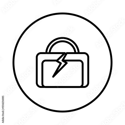 Broken briefcase icon shows employment termination or fired staff. Best for HR and layoff visuals in business topics.