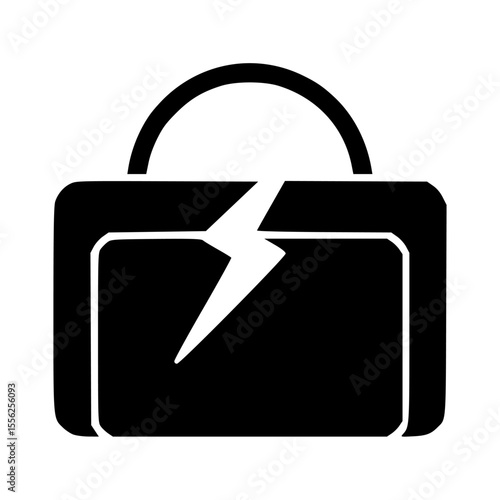 Briefcase with lightning crack shows employee fired. Suitable for HR, termination visuals and business infographics.