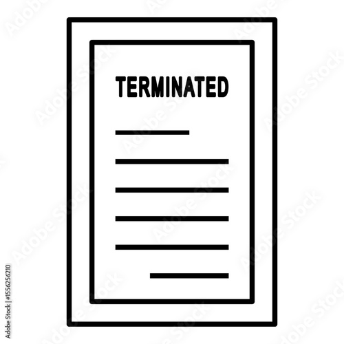 Termination document with “Terminated” text. Represents job loss and employee layoff. Suitable for HR and business visuals.
