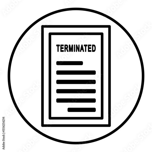 Termination letter with “Terminated” text represents layoff. Useful for HR visuals and unemployment design content.