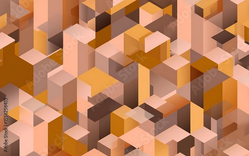 Geometric abstract design in peach and tan