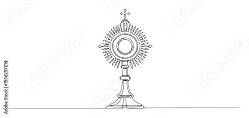monstrance catholic holy sacrament outline vector