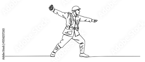 soldier throwing grenade outline minimal vector