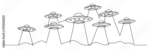 fleet of ufos hovering over ground