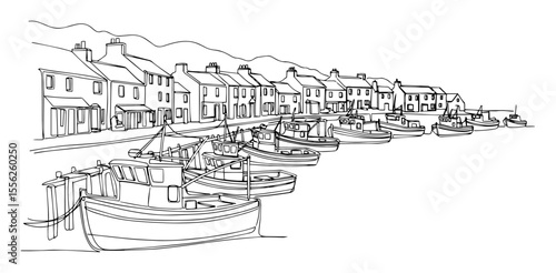 harbor with boats and houses along coast