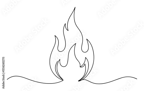 fire flame burning simple line icon