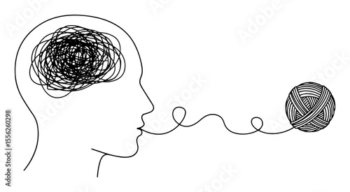 mental clarity concept with tangled and untangled yarn