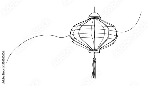 chinese paper lantern floating on string